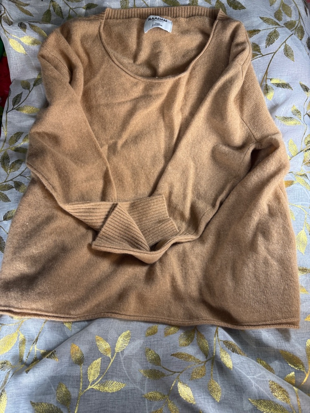 NAADAM Tan Brown Relaxed Fit Oversized Lightweight Cashmere Boatneck Sweater XL